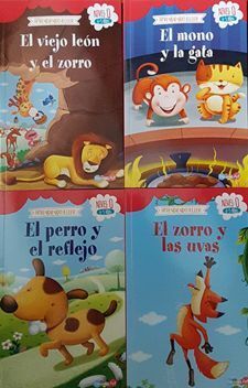 APRENDIENDO A LEER NIVEL 0 ( EL MONO Y LA GATA-EL VIEJO LEON Y EL ZORRO-EL PERRO Y EL REFLEJO-EL ZORRO Y LAS UVAS)BBPEG2029